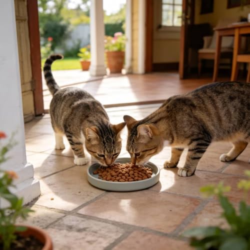 2 Pack 7 Inch Shallow Pet Bowls - Silicone Cat & Dog Food Dishes for Whisker Fatigue Relief - Non-Slip Flat Feeding Bowls for Dry/Wet Food & Water (Light Brown) - color: Light Brown
