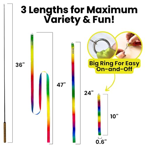 Forever Stick with Cat Toys and Strings Bundle - The Unbreakable Cat Wand Toy, Durable Cat Toy Wand, Extra Long Cat String Toy, Cat Fishing Pole Toy for Bored Indoor Adult Cats, Cat Stick Toy - size: Forever Stick and Extra Toys and Strings