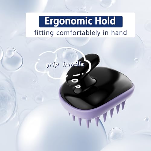 All-purpose Dog Shampoo Bath Brush,Pet Grooming & Soothing Massage Silicone Brush,Fits Ergonomically in the Hand for Long Short Haired Dogs and Cats(Black Purple) - color: Black Purple