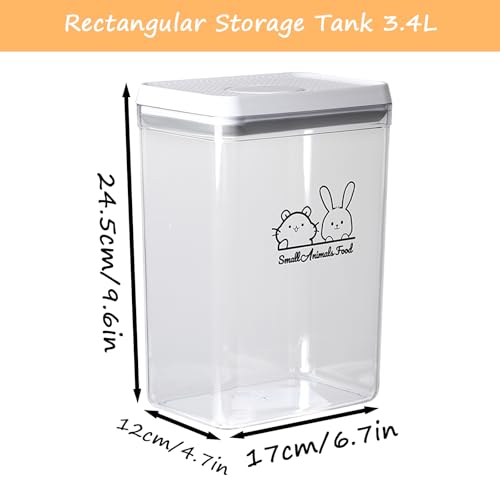 Pet Treat Storage Container,Clear Airtight Food Container One Button Opening Food Containers,with Handled Lid and Measuring Spoon Clear,for Storage Hamster Sand,Rabbit Food,Rabbit Nuggets Etc