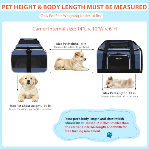 Top and Side Expandable Small Pet Carrier Airline Approved, Blue | 17"Lx12"Wx8.5"H, for JetBlue/Frontier/Spirit Airlines, Pets Under 8 Lbs, Lockable Zippers, Soft-Sided, Anti-Scratch Mesh - color: Blue, size: 17.0"L x 12.0"W x 8.5"H