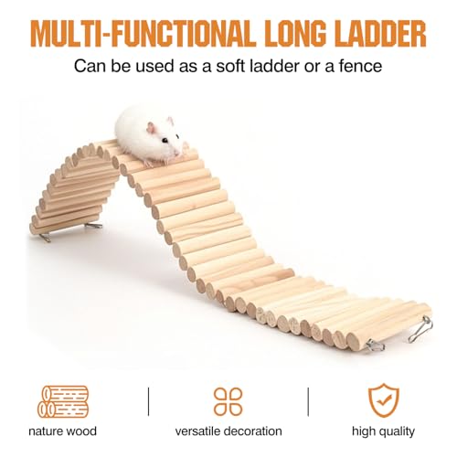 Hamster Suspension Bridge Toy，Small Animal Climbing Toys,Chinchilla Cage Natural Wood Flexible Platform Toy,Suitable for Hamsters, Chinchillas, Guinea Pigs, Birds, Small Animals - color: M-10P