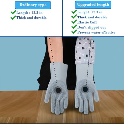 Pet Grooming Gloves Pet Hair Remover Cat, Dog Washing Gloves Silicone Heat Resistant Cleaning Gloves with High-Density Teeth Grooming Gloves for Dogs, Cats, Horses (2 Pairs - Blue & Gray) - color: 2 Pairs - Blue & Gray