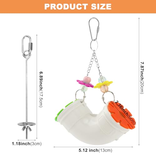 Rat Enrichment Toys, Hanging Foraging Puzzle Slow Feeder for Various Treats, Wide Opening Feeder Rat Cage Accessory for Rats, Mice or Parakeets, Includes Chew Tube