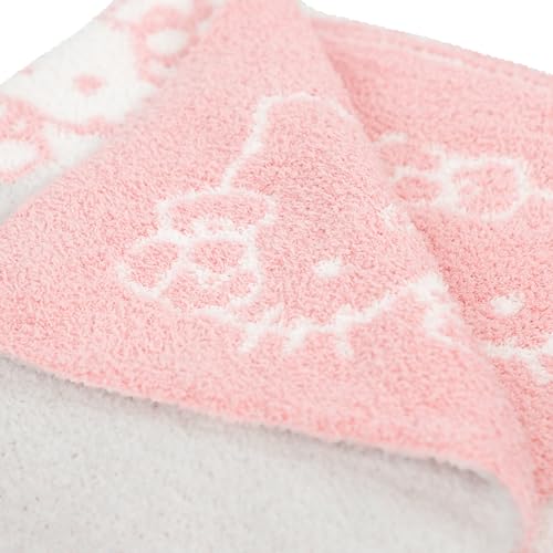 Jay Franco Sanrio Hello Kitty Cute Fluffy Throw Blanket - Reversible 50x60 | Cozy Feather Knit, Super Soft Checkered Pink Kawaii, Lightweight, Machine Washable for Couch, Sofa, Bed (Officially Licensed) - color: White - Hello Kitty
