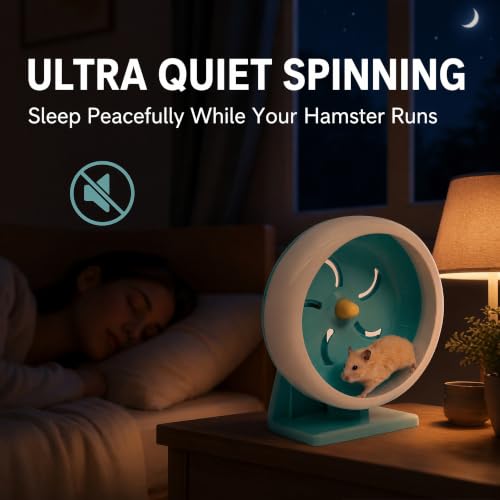 7 Inch Silent Hamster Exercise Wheel with Stand,Ultra Quiet Running Wheel for Dwarf Hamsters,Gerbils & Mice,Safe Anti-Slip Acrylic Spinner,Stable Detachable Design for Indoor Small Pet Cage