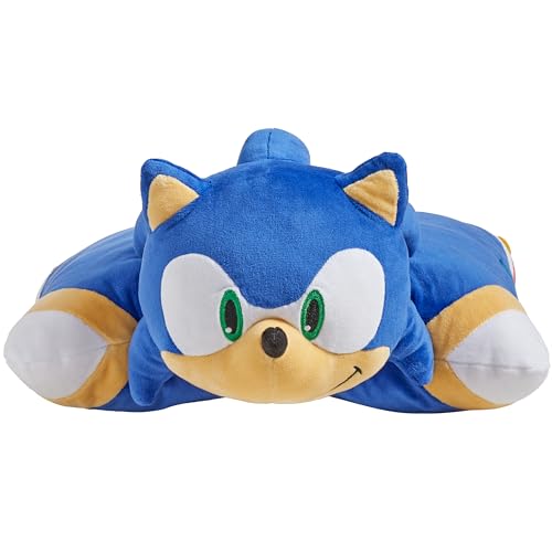 Pillow Pets Sonic the Hedgehog, 16" Plush Toy | Soft Plush Pillow Companion, Unfastens into a Cozy Pillow at Night, Machine Washable, BPA and Phthalates Free