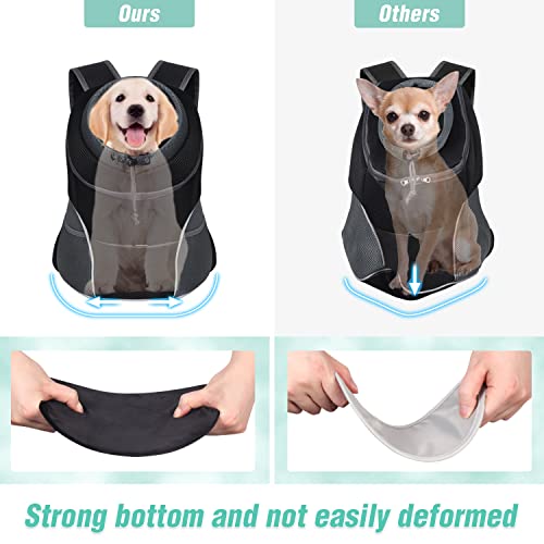 YUDODO Dog Front Carrier Backpack, Adjustable Breathable Dog Backpack | Ventilated, Safety Belt, Lightweight, Reflective Strip, Pocket Storage, For Walking Hiking Outdoor, Black, M - color: Black