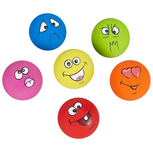 Dog Toy Squeaky Dog Toys Funny Face Chewing Latex Rubber Soft Fetch Play Interactive Dog Balls for Puppy Small Medium Pet Dog (6PCS) - color: Different Face