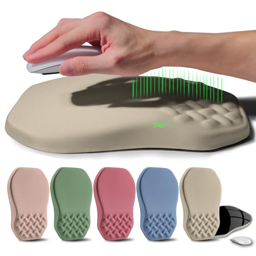 Ergonomic Raised Mouse Pad Wrist Support with Bilateral Slope Memory Foam Mousepad for Wrist Rest and Carpal Tunnel Pain Relief 11.8x7.9〃 Khaki - color: Khaki