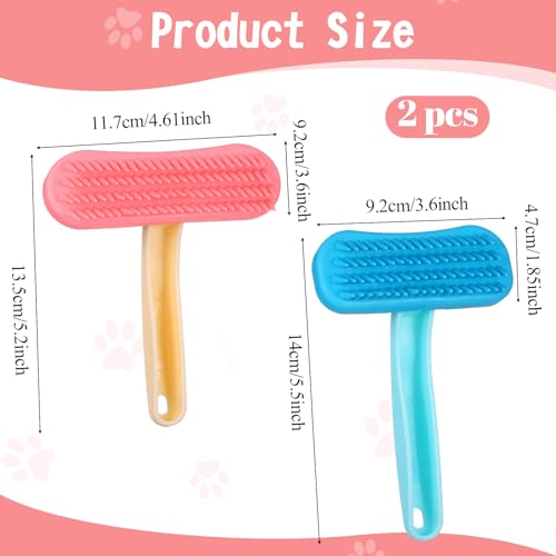 2Pcs Bunny Brush, Rabbit Brush for Shedding Grooming Soft Silicone Small Animal Massage Comb Rabbit Grooming Brushes Kit for Rabbits Guinea Pigs Small Pets Cats Dogs Kittens