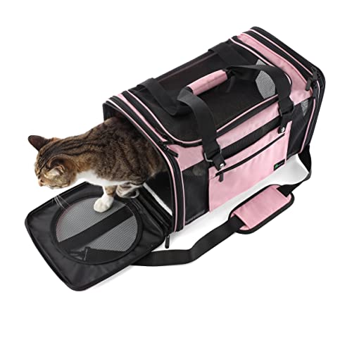 Soft-Sided Pet Carrier for Cats Small Dogs of 15 Lbs Medium Pink - color: New-Pink, size: Medium
