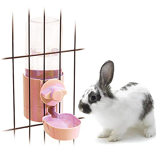 17oz Bunny Water Bottle No Drip for Cage, Hanging Automatic Water Dispenser for Small Animal Guinea Pig Hamster Chinchilla Ferret Rabbit - color: Pink