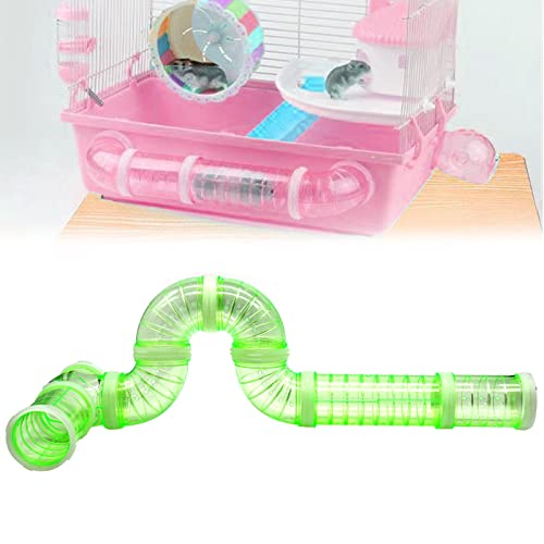 8 Pack Transparent Curved Pipe Pet Cage Tunnel Set - DIY Creative Connection Tunnel External Sports Tube for Mouse, Hamster, Rat and Other Small Animals - color: Green