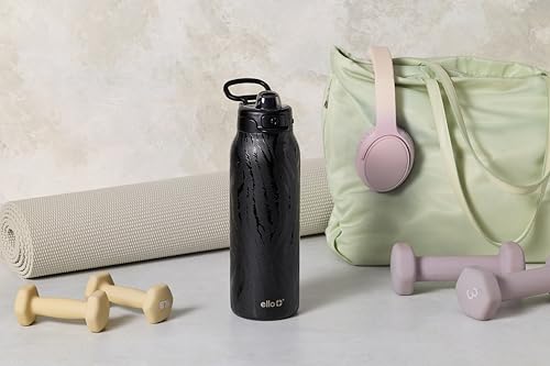 Ello Pop & Fill Insulated Stainless Steel Water Bottle with Quick Fill Lid, Leakproof Locking, Sip or Chug Spout, BPA-Free, Double Wall Vacuum Insulated for Sports, Travel & School- 22oz / 32oz / 40oz - color: Zebra, style: 32oz