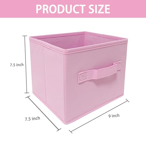 Pink Bins[6 Pack] 9.0"x7.5"x7.5" Small Size Fabirc Foldable Closet Toy Organizer Collapsible Cloth by BIGIC… - color: Pink 6Pack, size: 9”x 7.5”x 7.5”