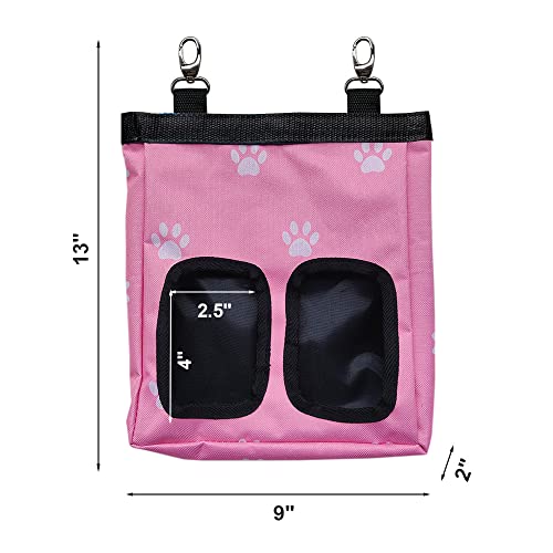 RIOUSSI Guinea Pig Hay Feeder, Hanging Rabbit Hay Feeder Bag. Pink Paws | Upgraded Double Layer Fabric | Bite Resistant | Cleaner Hay & Less Mess | Small Animal Hay Holder for Bunnies & Chinchillas - color: Pinkpaws