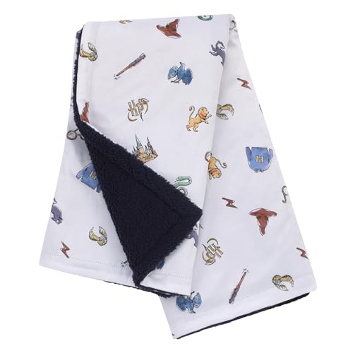Warner Brothers Harry Potter Welcome Little Wizard Navy, Burgundy, Blue, and White Super Soft Baby Blanket - color: Harry Potter - Welcome Little Wizard