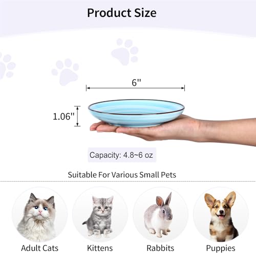 Selamica Ceramic Cat Bowls, 6 Inch Cat Food Bowl Whisker Friendly, Shallow Wide Kitten Plates for Food and Water, Set of 4, Gradient Blue - color: Gradient Blue, size: 6 Inch, Set of 4