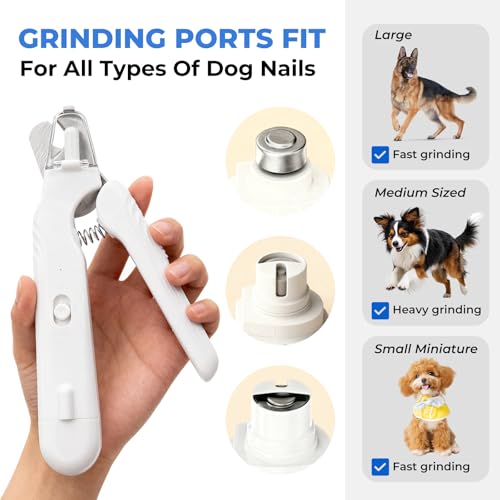 2-in-1 Pet Nail Clipper & Grinder with Dual LED Lights, USB Rechargeable, Electric Multi-Function Grinding, Quiet Operation with Splash Guard, Suitable for Small/Medium/Larg