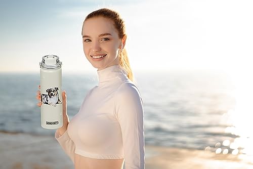 SERENGETI 24 Oz Water Bottle Stainless Steel with Spill Proof Lid - Double walled Vacuum Insulated water flask - Realistic 3D Print of your favorite dog (Australian Shepherd) - color: Australian Shepherd