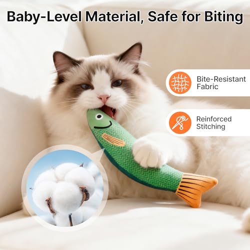 Potaroma Cat Toys Saury Fish, 3 Pack, Catnip Crinkle Sound, Soft and Durable, Interactive Kitten Kicker for Indoor Kitty Exercise 9.4 Inches for All Breeds | Crinkle Sound, Soft and Durable, Interactive Kitten Kicker for Indoor Kitty Exercise 9.4 Inches f