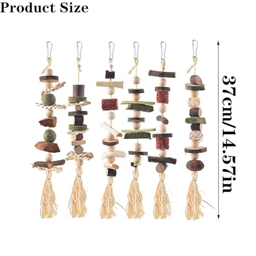 Bunny Chew Toys, Hamster Rabbit Cage Hanging Chew Toys, Natural Apple Wood Bunnies Treats, Improve Small Animal Teeth Health for Guinea Pig Chinchilla Ferret Rats Gerbil (6pcs)