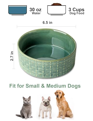 Ceramic Dog Bowl, 6.5 inch Pet Dog Food Bowl Water Bowls, Dogs Dish for Middle and Small Dogs, Puppy, Green - color: Green