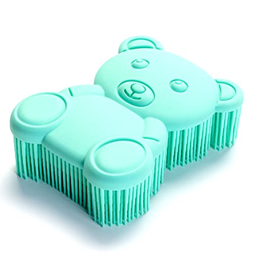 Premium Sensory Brush for Kids or Autism,Soft Silicone Body Scrubber,2 in 1 Sensory Room Occupational Therapy Fidget Brushes,Silicone Loofah,Pet Shower Brushes Bath Shampoo Brush(Bear-Teal) - color: Bear-teal