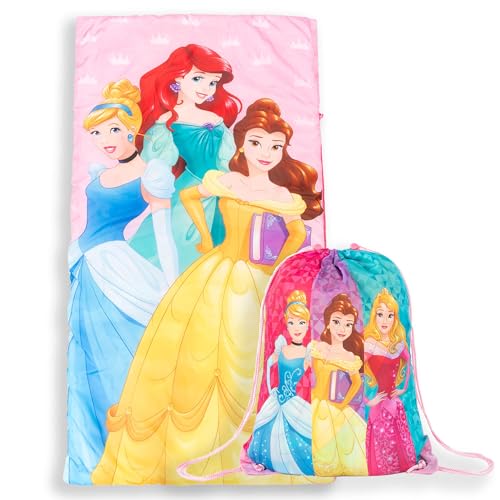 Jay Franco Disney Princess Trip Slumber Sack - Cozy & Warm Kids Lightweight Slumber Bag/Sleeping Bag - Featuring Ariel, Belle, and Cinderella - color: Multi - Princess