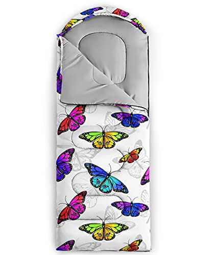 QOOMO Camping Sleeping Bags,3 Season Warm & Cool Weather,Lightweight,Waterproof Sleeping Bags for Adults & Kids,Traveling,and Outdoors,Camping Gear Equipment - color: Butterfly 5