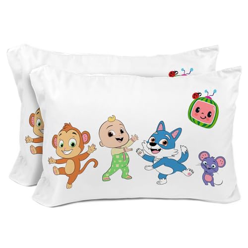 Sunny Side Up CoComelon (Pack of 2) Reversible Pillowcases - Double Sided Pillow Covers, Kids Super Soft Animal Bedding - color: White - Cocomelon