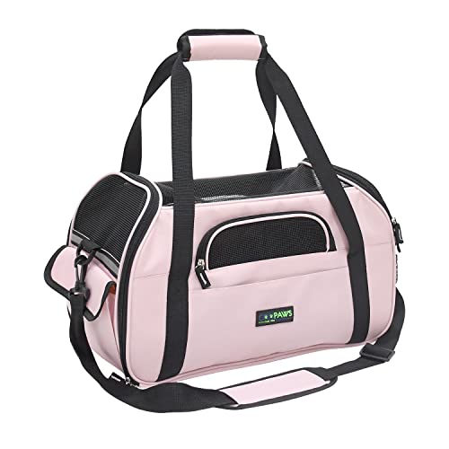 JESPET Soft-Sided Kennel Pet Carrier for Small Dogs, Cats, Puppy, Airline Approved Cat Carriers Dog Carrier Collapsible, Travel Handbag & Car Seat - color: Pink, size: 17.0"L x 9.0"W x 11.5"H
