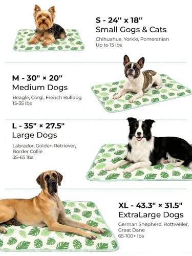 Cooling Mat for Dogs,Stylish Patterns,Self Cooling Indoor Outdoor | Instant Cooling,No Gel,100%Non-Toxic,Claw-Proof,Anti-Slip,Washable,for dog creat,dog bed,Leaf M - color: Leaf, size: 30"x20"(Medium)
