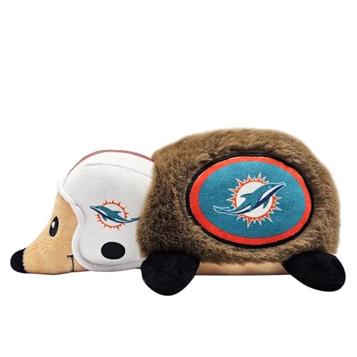 NFL Miami Dolphins Plush Hedgehog Toy for Dogs & Cats, Cool Soft Pet Toy for Fun and Interactive Play, Dog Chew Toy with Squeaker, Licensed Hot Pet Toy - color: Miami Dolphins