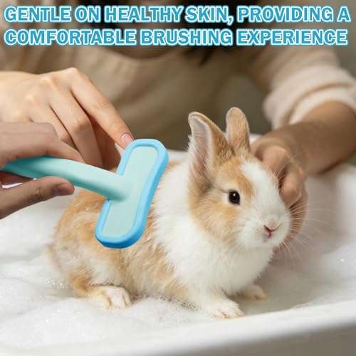 2Pcs Rabbit Bunny Soft Brush, Practical Brush for Rabbits Grooming, Soft Silicone Small Animal Massage Comb, Bunny Grooming Kit Supplies Suitable for Cats Puppies & Other Pets(Blue) - color: 2pc-blue