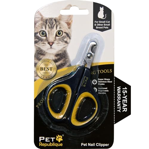 Cat Nail Clippers by Pet Republique – Professional Stainless-Steel Nail Clipper for Cats, Kittens, Hamster, Rabbits, Birds, & Small Breed Animals Claw Trimmer (Black+Yellow) - color: Black & Yellow
