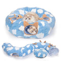 Cat Tunnel Bed, Tunnels for Indoor Cats with Washable Circle Cushion, Multifunctional Peekaboo Cave Donut Tubes Tunnel for Cat Kitty Kitten Puppy Rabbit Ferret (Sky Blue)