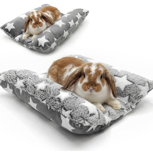 16.5 X 18in Washable Soft Rabbit Bed, Thickened and Softer Bunny Bed, Double-Sided Plush Rabbit Beds,Bed for Bunny,Bunny beds for Rabbits Indoor - color: Gray-Star