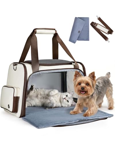 Homespon 34.5L Soft-Sided Cat Dog Carrier, Airline Approved Pet Bag | Collapsible Travel Bag with Removable Bed for Small Dogs & Cats - color: Brown