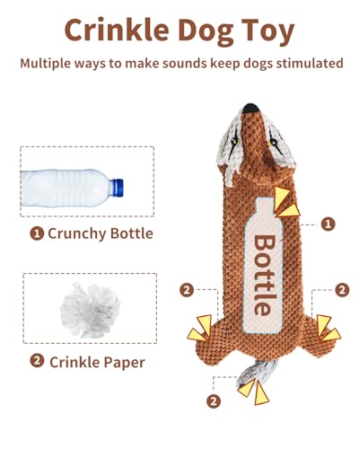 Dog Toys, Squeaky Plush No Stuffing Crinkle Dog Toy for Small Medium Large Dogs, Interactive Puppy Teething Water Bottle Dog Chew Toy (Squirrel) - style: Squirrel