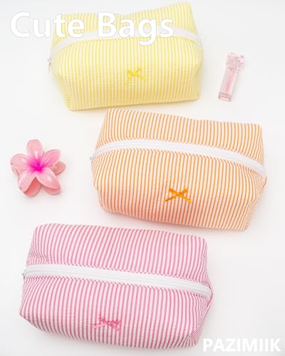 PAZIMIIK Cozy Makeup Bag for Women,Zipper Cosmetic Pouch,Stripe Candy Pink | Soft Cosmetic Organizer for Makeup,Skincare,Toiletries,Daily Beauty Essentials,Purse,On-the-Go,Bridesmaid Gifts - color: Stripe Candy Pink