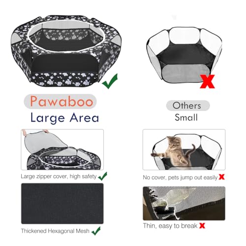 Pawaboo Small Animal Playpen with Zippered Cover, Magnolia | Portable pop-up pet tent for supervised rabbits, guinea pigs, chicks and kittens; water-resistant bottom and 3 metal rods - color: T-Magnolia