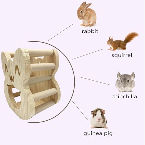 Tfwadmx Rabbit Wooden Hay Feeder Alfalfa Timothy Hay Dispenser Hamster Hanging Fixed Feeding Manger Squirrel Cute Less Mess Grass Dispenser for Bunny Guinea Pig Small Animals