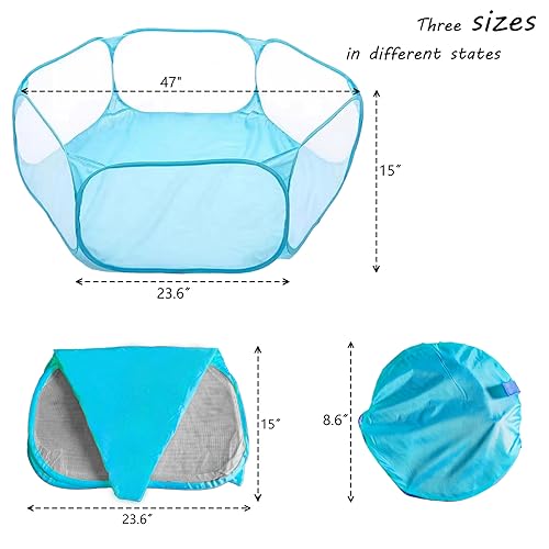 Small Animals Playpen, Portable Pop-up Open Interactive Pet Tent, Indoor Outdoor Fence for Rabbits, Guinea Pig, Hamster, Chinchillas, Kittens, Puppies - color: Blue