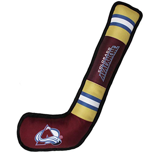 Pets First Dog Toy Tough Nylon with Inner Squeaker Licensed by NHL Colorado Avalanche Hockey Stick Toy for Dogs & Cats. Play Hockey with Your Pet with This Licensed Dog Tough Toy - color: Colorado Avalanche, style: NHL Dog Tug Toy