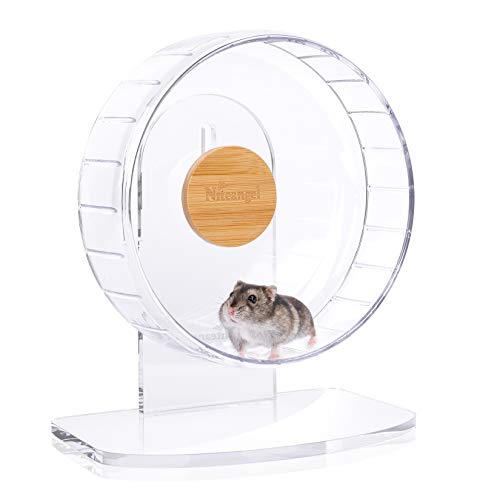 Niteangel 8.2-Inch Super-Silent Hamster Exercise Wheels with Platform: - Quiet Spinner Hamster Running Wheels with Adjustable Stand for Hamsters Gerbils Mice Or Other Small Animals