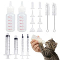 Pet Nursing Kit, 17 Pcs Newborn Kitten Bottle Feeding Kit, with 1/5/10ml Liquid Syringes, Replacement Silicone Nipples & Cleaning Brushes, for Newborn Kittens, Puppies, Rabbits, Small Animals