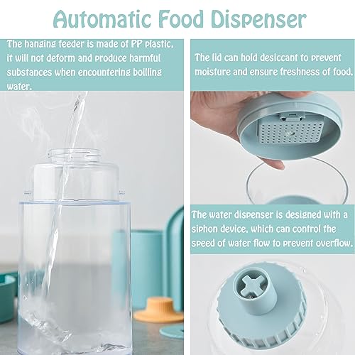 Hanging Automatic Rabbit Water Dispenser, Auto Dog Kennel Water Dispenser 35OZ Gravity Bunny Feeder, Dog Cage & Crate Waterer for Rabbit Guinea Pig Hedgehog Ferret Kitty Puppy