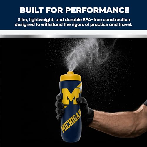 Party Animal NCAA Squeeze Bottle, 32 oz, Oklahoma Sooners | Slim, lightweight BPA-free sports water bottle with quick-flow squeeze; fits backpacks & cup holders for kids or adults - style: Oklahoma Sooners